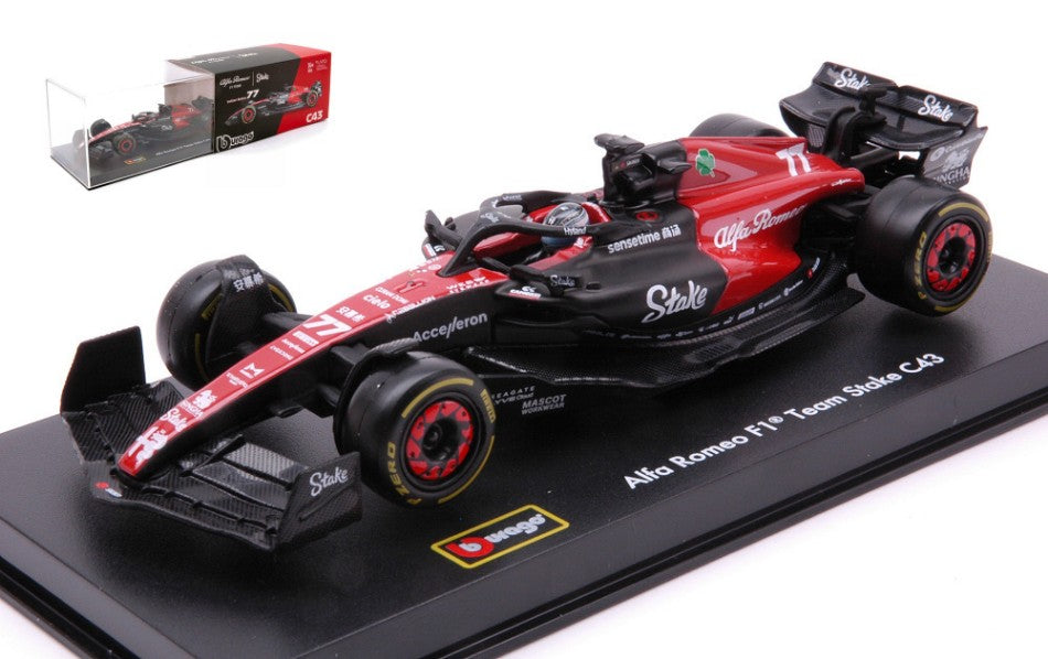 ALFA ROMEO F1 C43 N.77 2023 VALTTERI BOTTAS SIGNATURE W/HELMET 1:43 - Burago - BU38086B