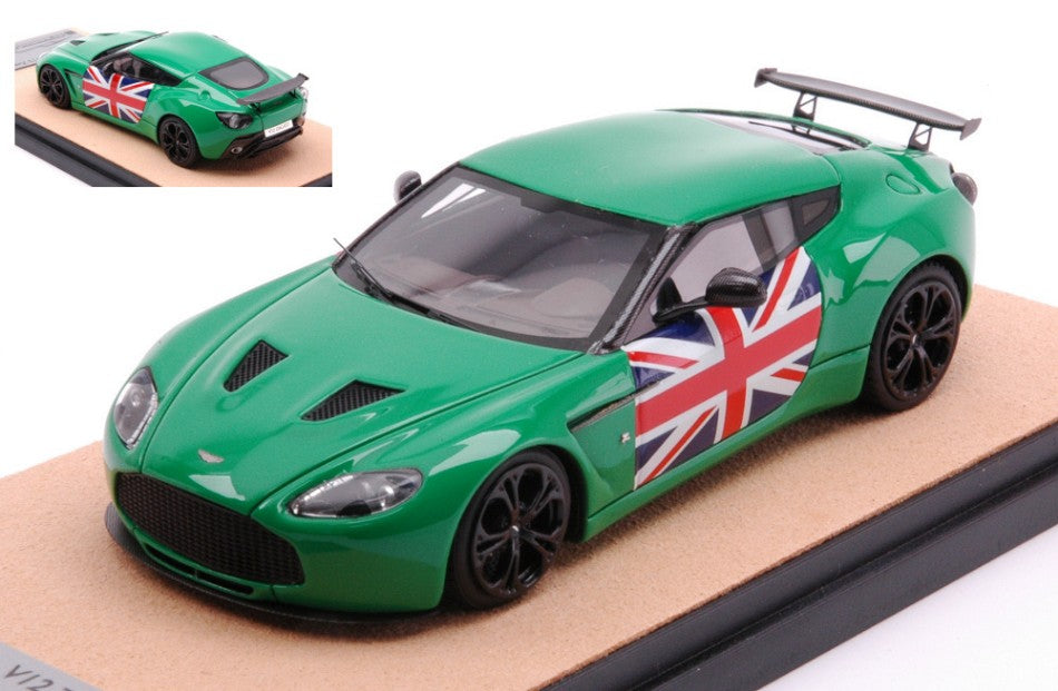 ASTON MARTIN V12 ZAGATO 2012 GREEN W/ENGLISH FLAG ED.LIM.PCS 10 1:43 - Tecnomodel - TMDMI52AT