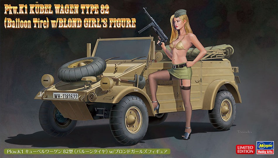 K1 KUBELWAGEN 82 W/BLONDE GIRL FIGURE KIT 1:24 - Hasegawa - HA52273