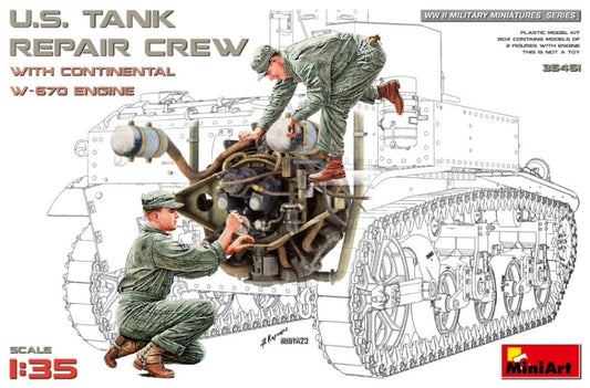 U.S. TANK REPAIR CREW w/CONTINENTAL W-670 ENGINE KIT 1:35 - Miniart - MIN35461