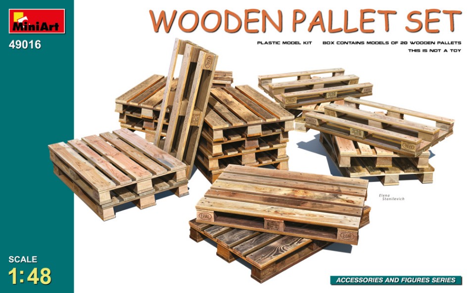 WOODEN PALLET SET KIT 1:48 - Miniart - MIN49016