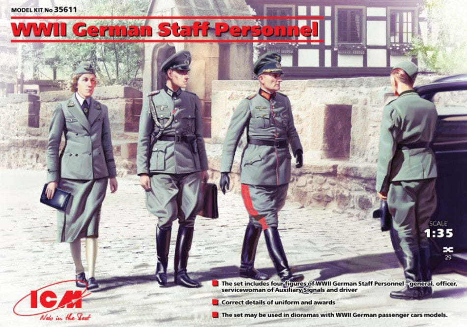 WWII GERMAN STAFF PERSONNEL 4 FIGURES KIT 1:35 - ICM - ICM35611