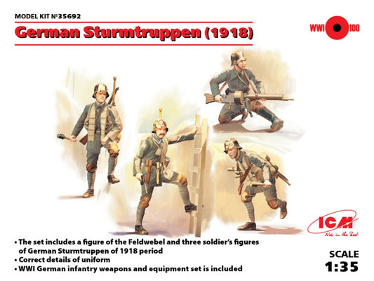 GERMAN STURMTRUPPEN 1918 4 FIGURES KIT 1:35 - ICM - ICM35692