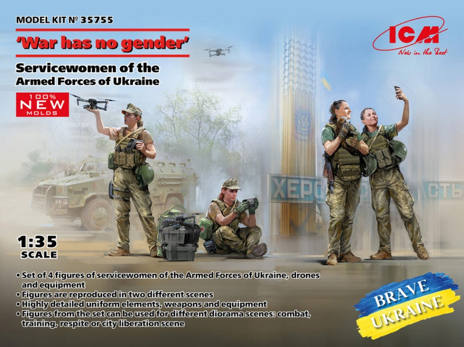 WAR HAS NO GENDER FEMALE SERVICEMEN OF THE ARMED FORCES OF UKR. KIT 1:35 - ICM - ICM35755