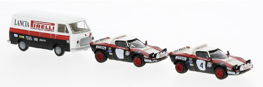 SET LANCIA STRATOS HF AND FIAT 238 BOX WAGON LANCIA RALLY TEAM 1:87 - Brekina - BRE29663