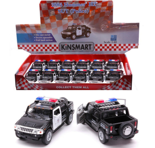 HUMMER H2 SUT POLICE cm 12 1:38 - Kinsmart - KT5097DP