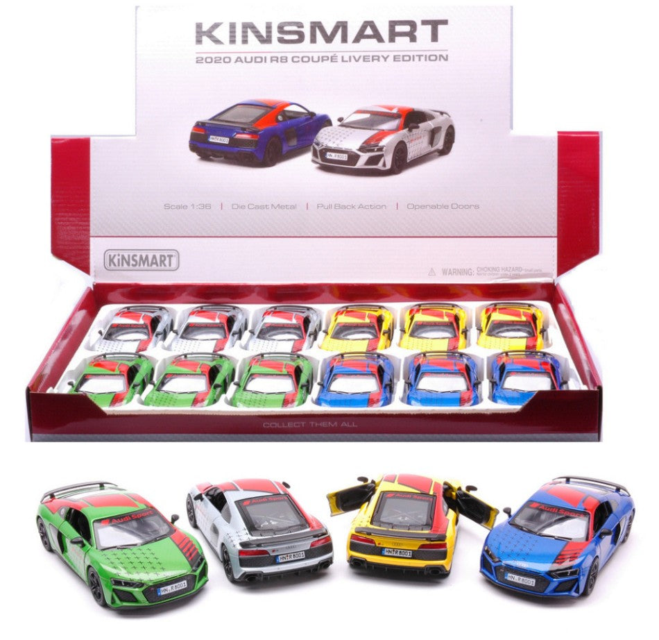AUDI R8 COUPE' LIVERY EDITION COL.ASS.cm 12 1:38 - Kinsmart - KT5422DF