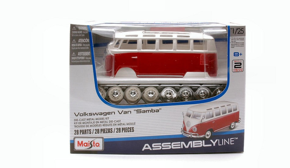 VW T1 VAN SAMBA RED/WHITE KIT 1:24 - Maisto - MI39956