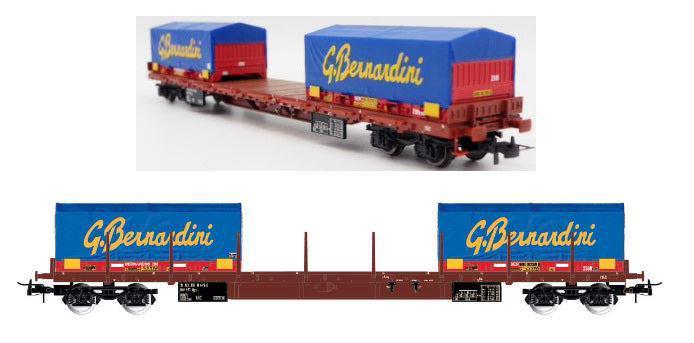 FS 4-AXLE FLAT WAGON WITH 2x20 CONTAINERS GRUPPO BERNARDINI EP.VI 1:87 - Rivarossi - HR6555