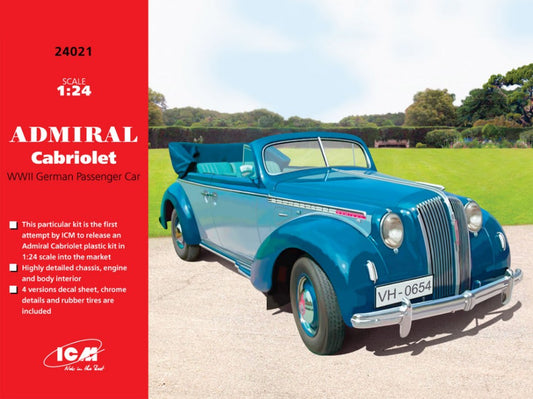ADMIRAL CABRIOLET WWII GERMAN PASSENGER CAR KIT 1:24 - ICM - ICM24021