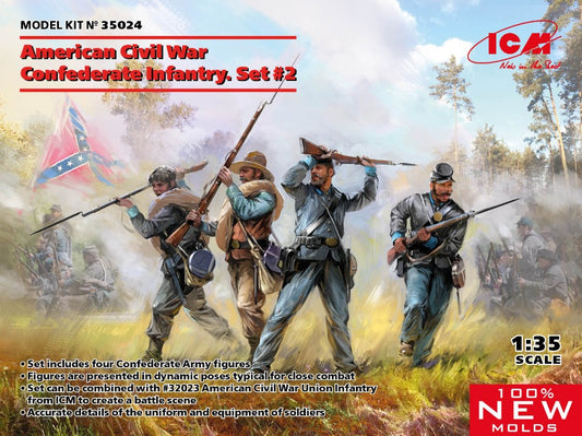 AMERICAN CIVIL WAR CONFEDERATE INFANTRY SET #2 KIT 1:35 - ICM - ICM35024