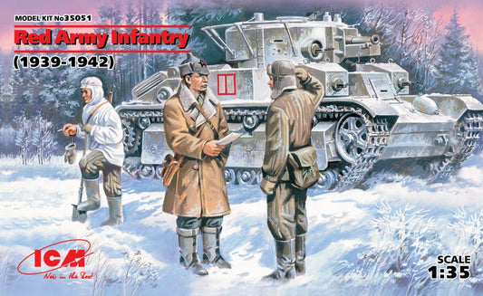 RED ARMY INFANTRY 1939-1942 3 FIGURES OFFICER+2 SOLDIERS KIT 1:35 - ICM - ICM35051