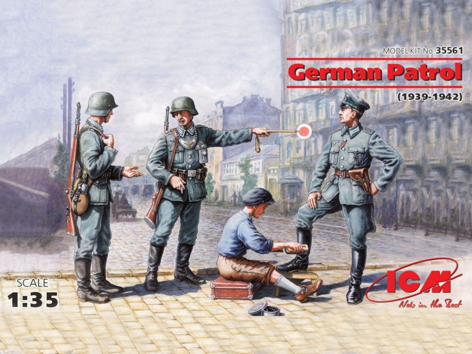 GERMAN PATROL 1939-1942 1 OFFICER + 2 SOLDIERS + 1 CIVILIAN KIT 1:35 - ICM - ICM35561