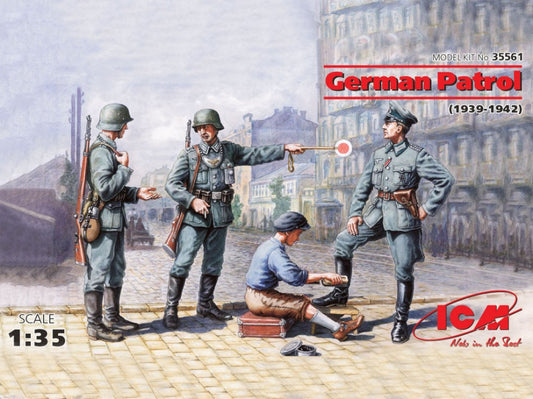 GERMAN PATROL 1939-1942 1 OFFICER + 2 SOLDIERS + 1 CIVILIAN KIT 1:35 - ICM - ICM35561
