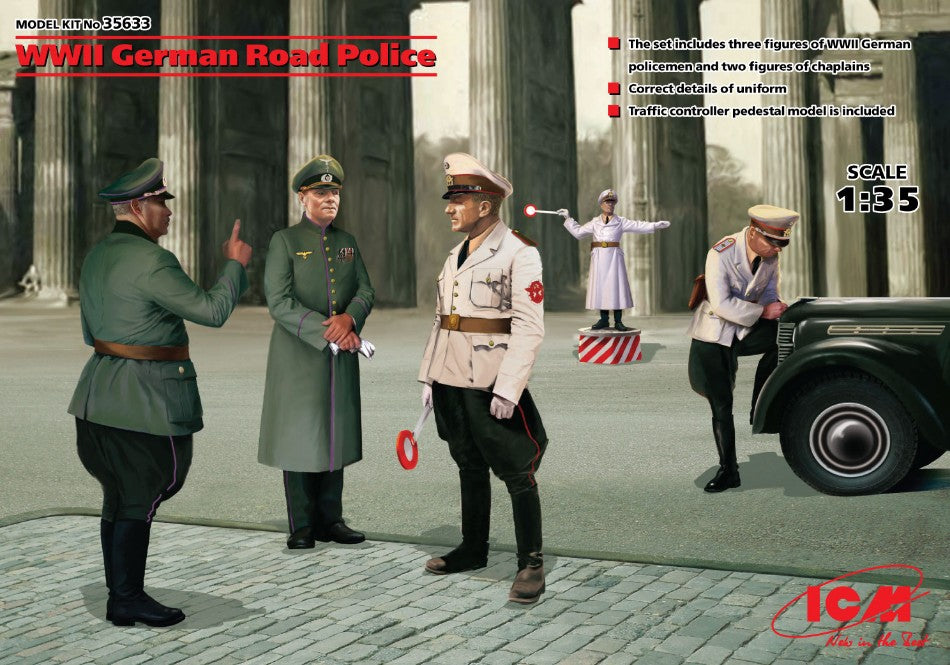 WWII GERMAN ROAD POLICE 5 FIGURES KIT 1:35 - ICM - ICM35633