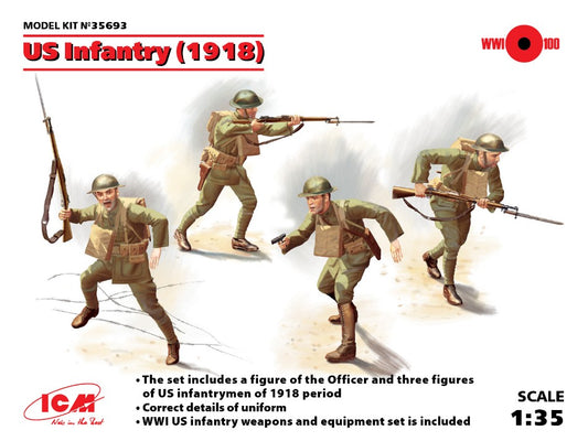 US INFANTRY 1918 4 FIGURES KIT 1:35 - ICM - ICM35693
