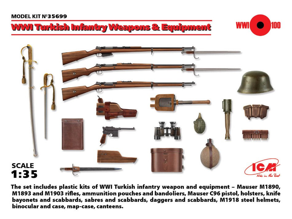 WWII TURKISH INFANTRY WEAPONS & EQUIPMENT KIT 1:35 - ICM - ICM35699