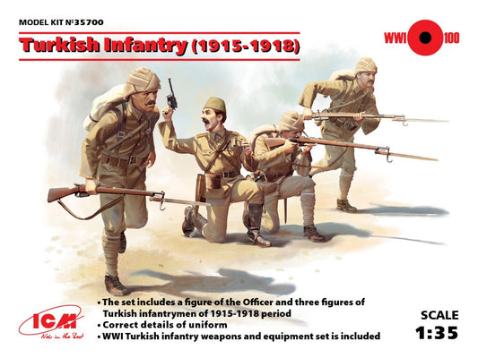 TURKISH INFANTRY 1915-1918 4 FIGURES KIT 1:35 - ICM - ICM35700