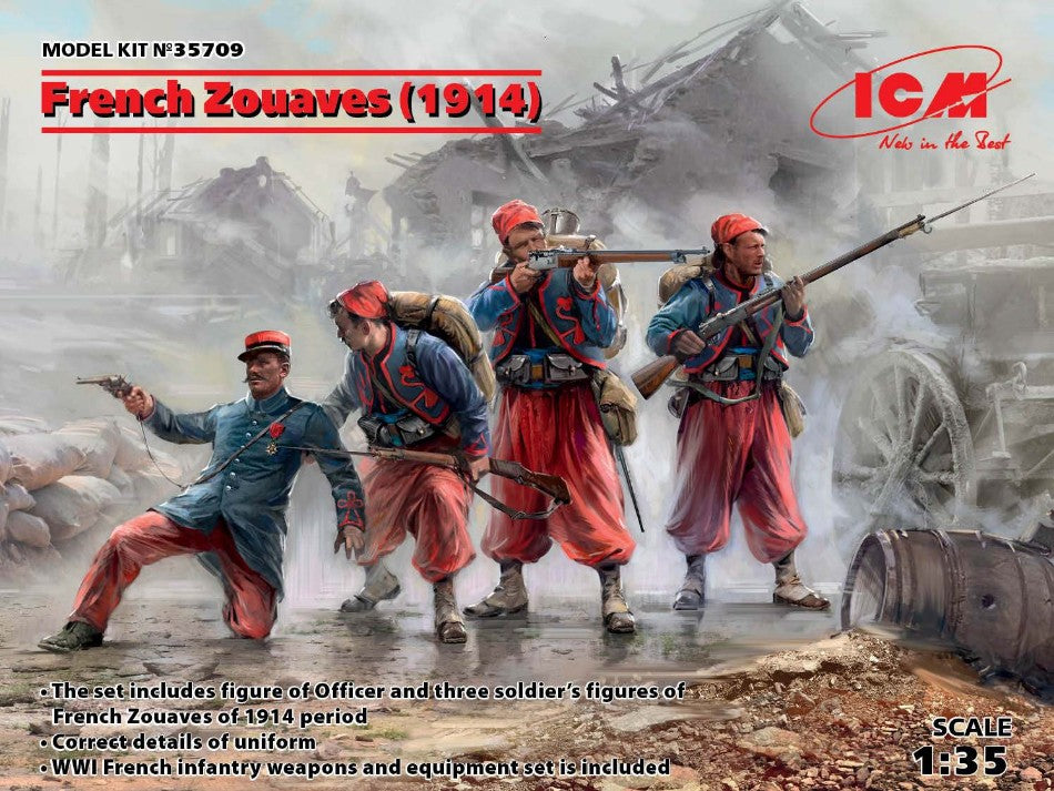FRENCH ZOUAVES 1914 4 FIGURES KIT 1:35 - ICM - ICM35709