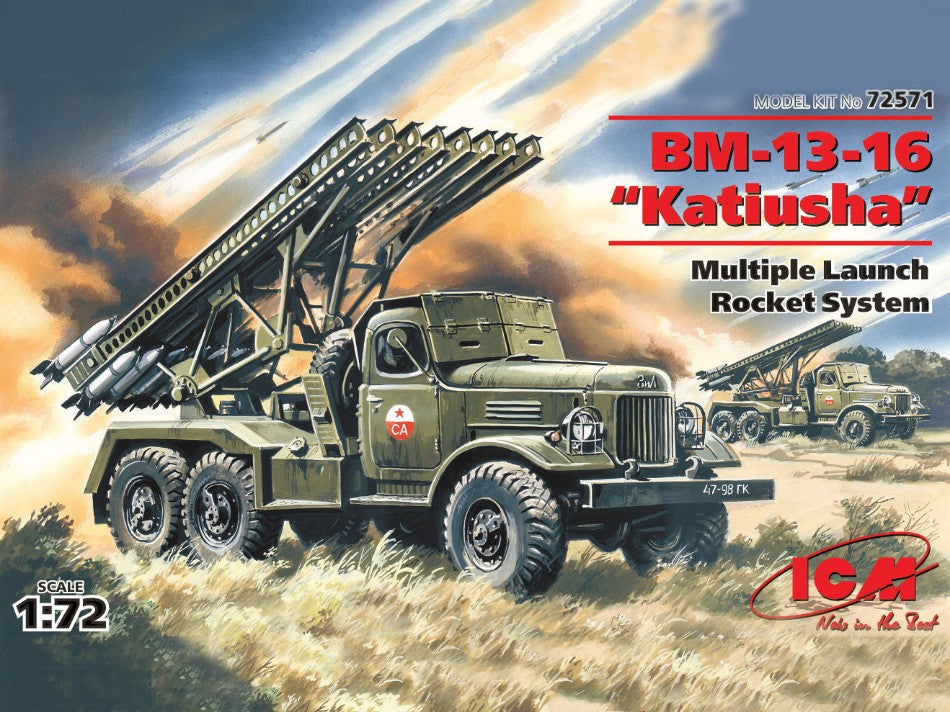 BM-13-16 KATIUSHA MULTIPLE LAUNCH ROCKET SYSTEM ON ZIL-157 BASE KIT 1:72 - ICM - ICM72571