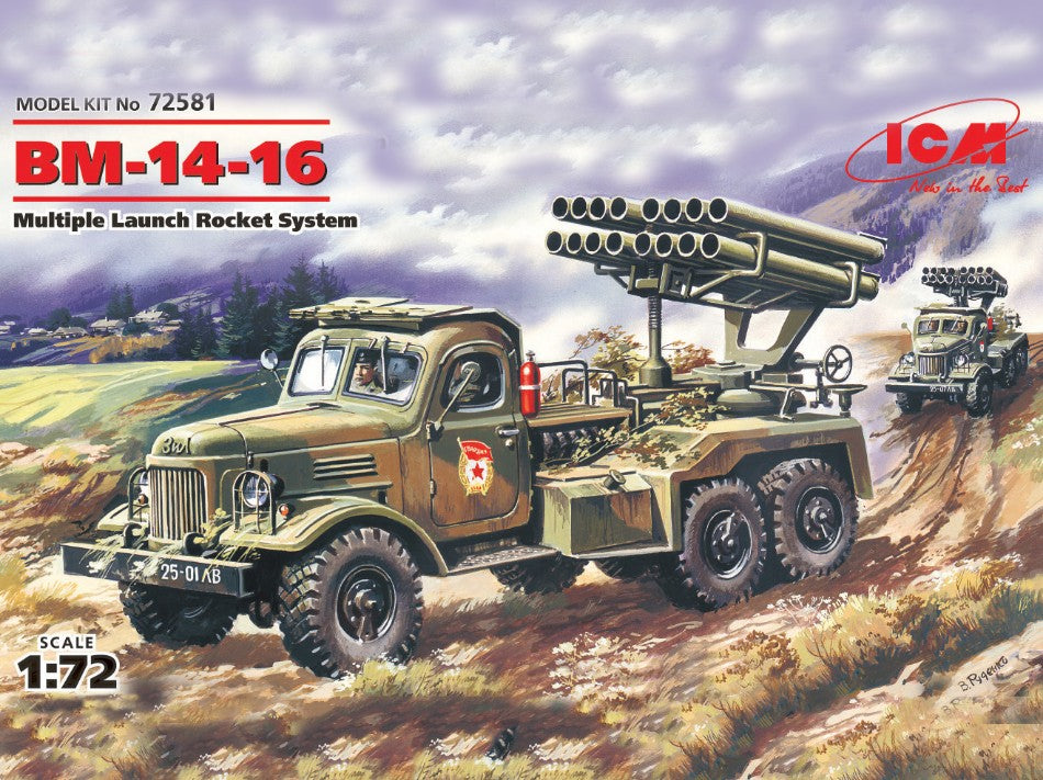 BM-14-16 KATIUSHA MULTIPLE LAUNCH ROCKET SYSTEM ON ZIL-157 BASE KIT 1:72 - ICM - ICM72581