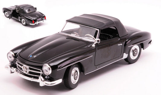 MERCEDES 190SL CLOSED SOFT TOP 1955 BLACK 1:24 - Welly - WE24118HBK