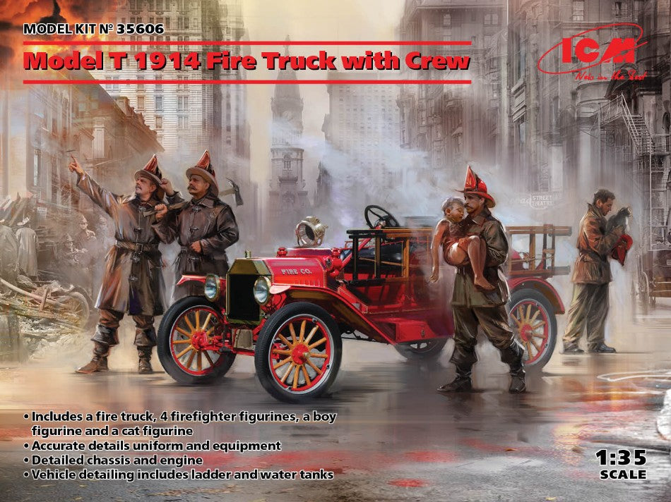 MODEL T 1914 FIRE TRUCK WITH CREW KIT 1:35 - ICM - ICM35606