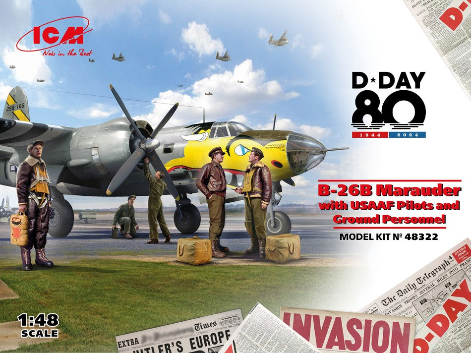 B-26B MARAUDER WITH USAAF PILOTS AND GROUND PERSONNELL KIT 1:48 - ICM - ICM48322