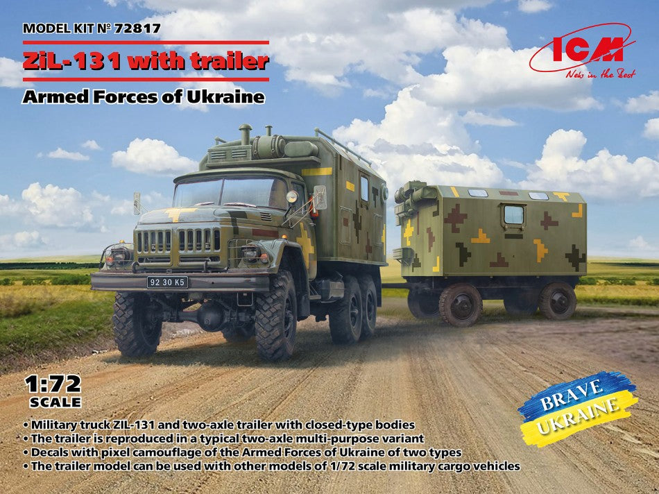 ZIL-131 TRUCK WITH TRAILER ARMED FORCES OF UKRAINE KIT 1:72 - ICM - ICM72817