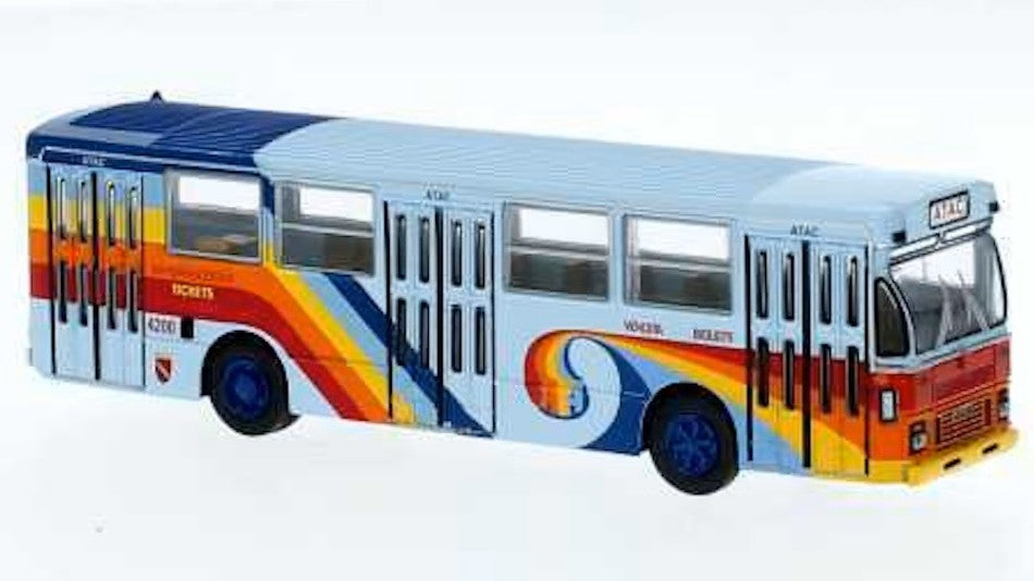 FIAT 418 AL AUTOBUS 1972 ATAC LIGHT BLUE-RAINBOW 1:87 - Brekina - BRE59953