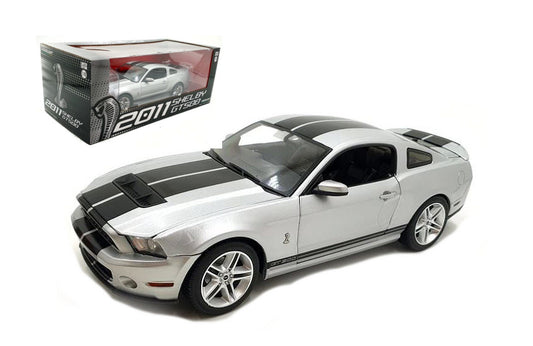 SHELBY GT500 2011 INGOT SILVER WITH BLACK STRIPES 1:18 - Greenlight - GREEN13673