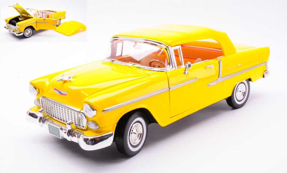 CHEVROLET BEL AIR CONVERTIBLE 1955 YELLOW 1:18 - MotorMax - MTM73184Y