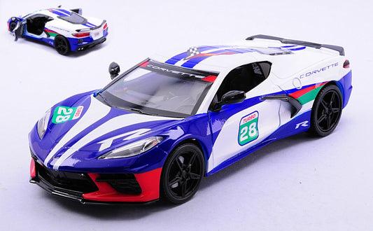 CORVETTE C8 GT N.28 RACING 2020 WHITE/BLUE/RED 1:24 - MotorMax - MTM73794