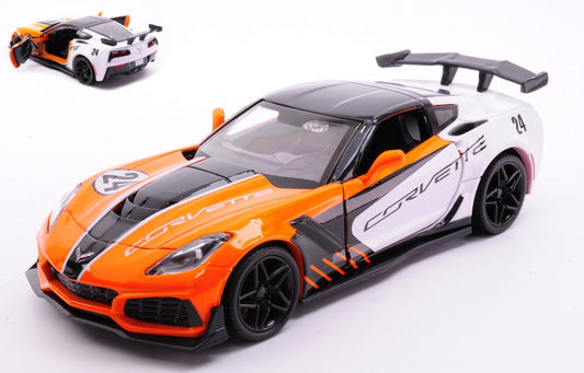 CORVETTE ZRT N.24 2019 WHITE/ORANGE 1:24 - MotorMax - MTM73796