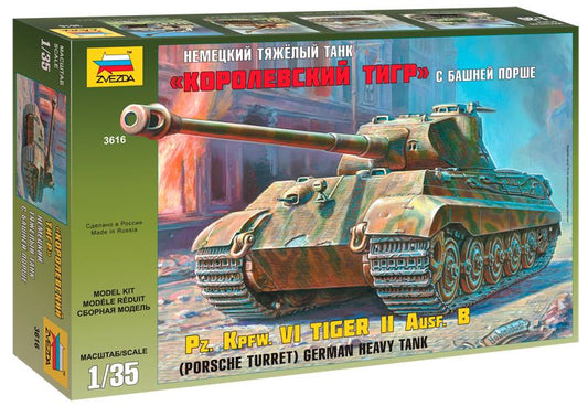 GERMAN HEAVY TANK (PORSCHE TURRET) PZ.KPFW.VI TIGER II AUSF.B 1:35 - Zvezda - Z3616