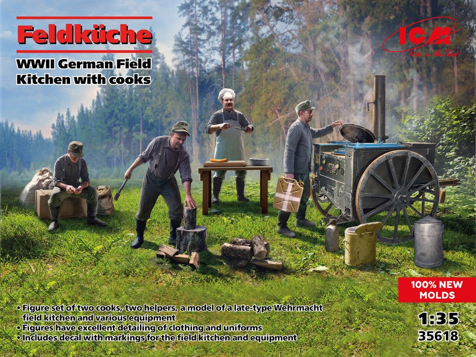FELDKUCKE WWII GERMAN FIELD KITCHEN WITH COOKS KIT 1:35 - ICM - ICM35618