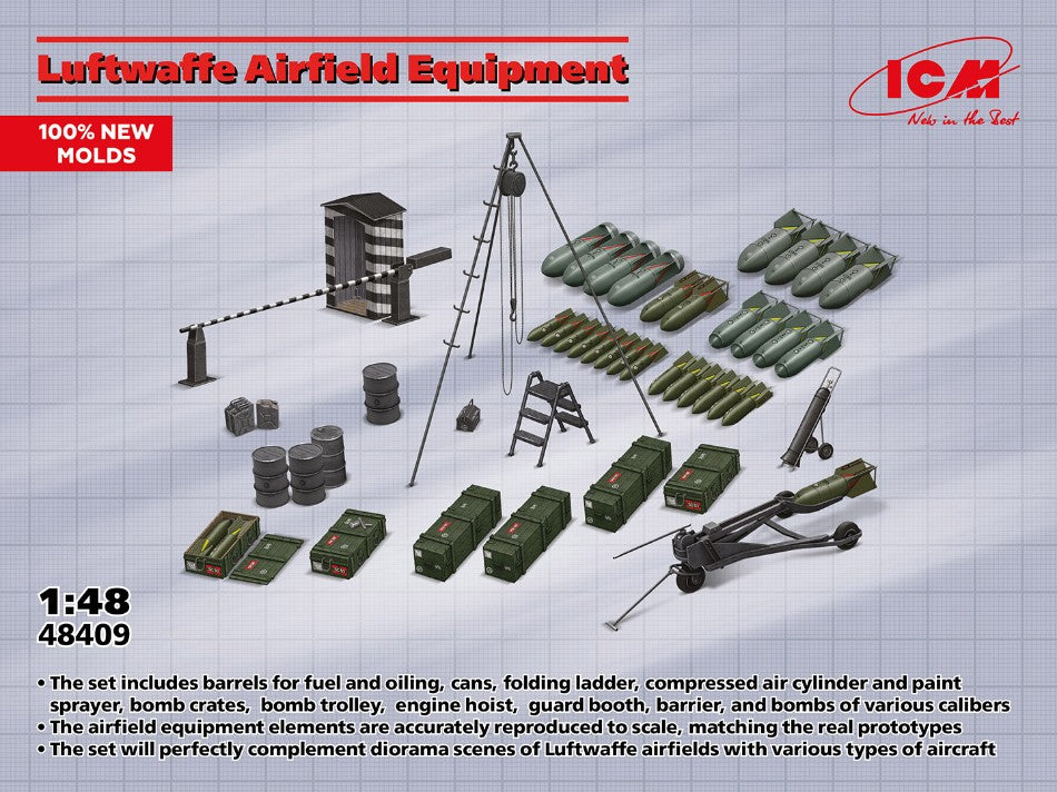 LW AIRFIELD EQUIPMENT KIT 1:48 - ICM - ICM48409