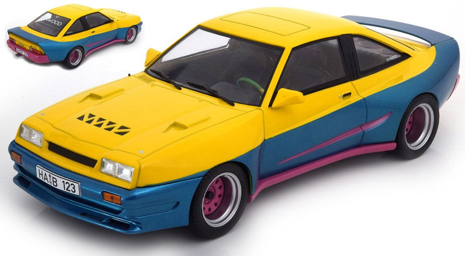 OPEL MANTA B MATTING YELLOW/BLUE 1:18 - ModelCarGroup - MCG18095