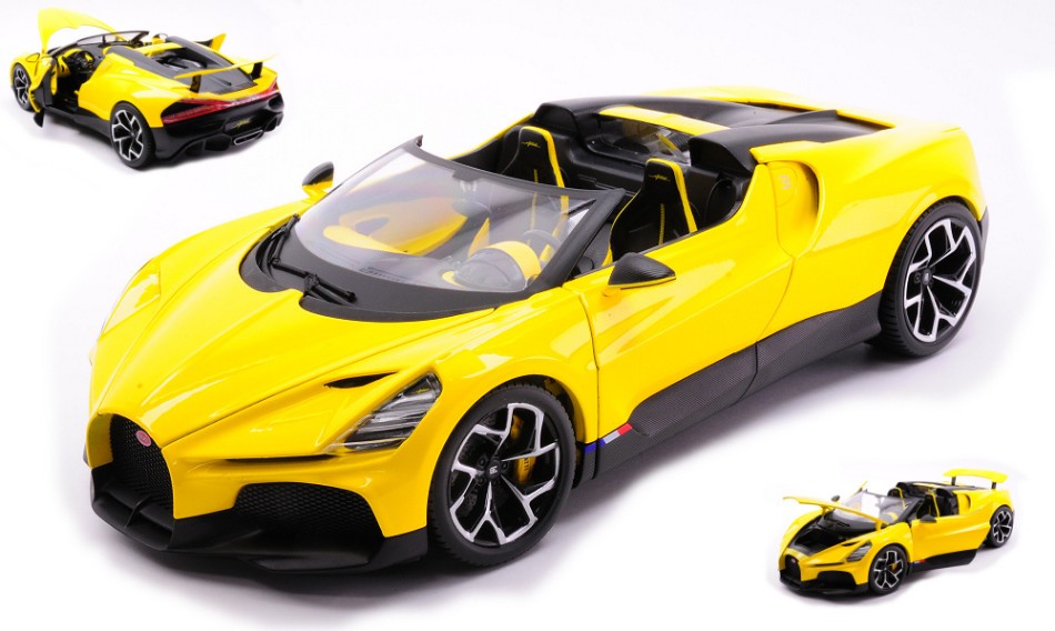 BUGATTI W16 MISTRAL CABRIOLET YELLOW 1:18 - Burago - BU11051Y