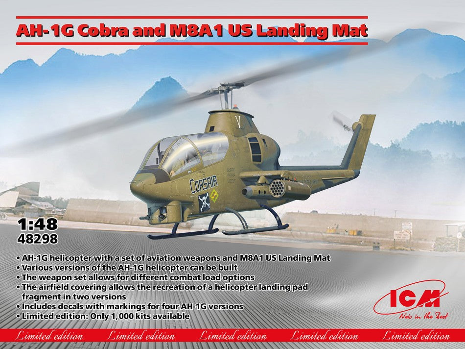 AH-1G COBRA AND M8A1 US LANDING MAT KIT 1:48 - ICM - ICM48298