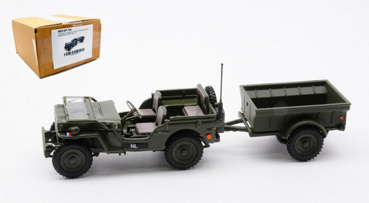 NECAF 1/4 TON MILITARY VEHICLE NL 1955 OPEN TOP + REMORQUE 1:43 - Cararama - CANECAF-04