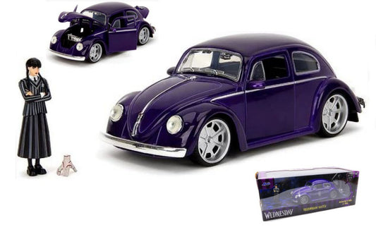 VW BEETLE "WEDNESDAY" WITH FIGURE 1:24 - Jada Toys - JADA253255076