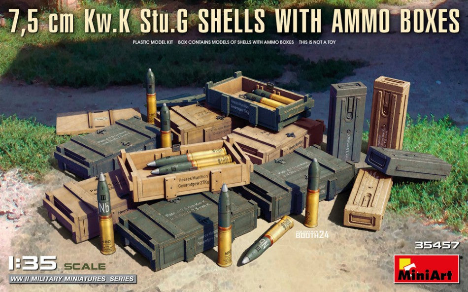 7,5 cm Kw.K Stu.G Shells with Ammo Boxes KIT 1:35 - Miniart - MIN35457