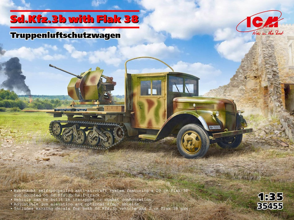 Sd.Kfz.3b WITH FLAK 38 AA GUN KIT 1:35 - ICM - ICM35455