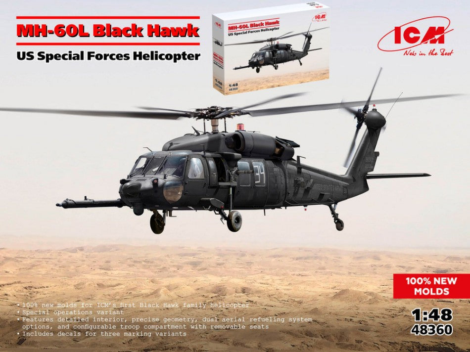 MH-60L BLACK HAWK US SPECIAL FORCES HELICOPTER KIT 1:48 - ICM - ICM48360