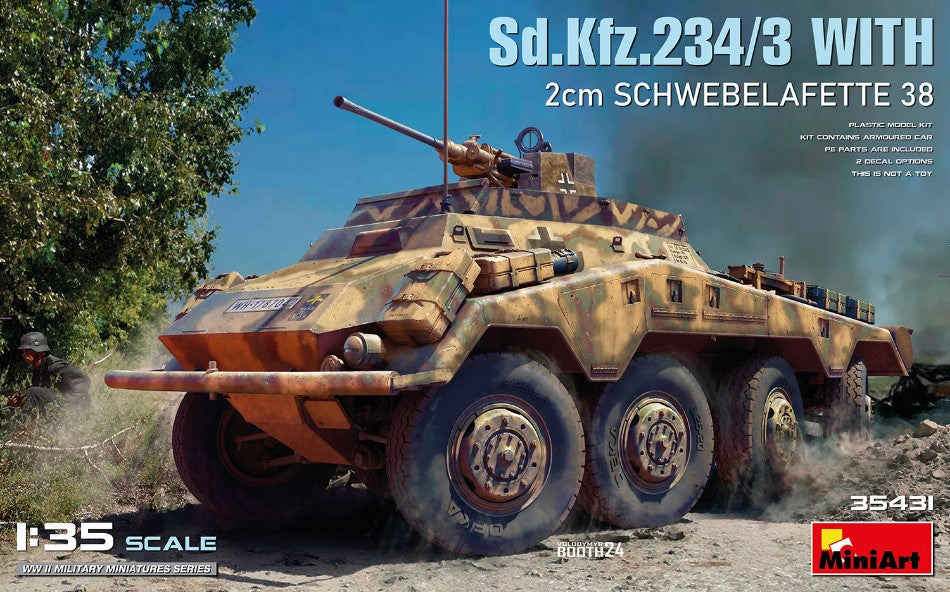 Sd.Kfz.234/3 WITH 2cm SCHWEBELAFETTE 38 KIT 1:35 - Miniart - MIN35431