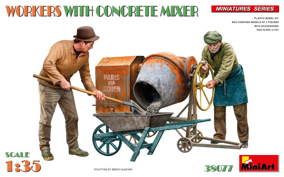 WORKERS WITH CONCRETE MIXER KIT 1:35 - Miniart - MIN38077