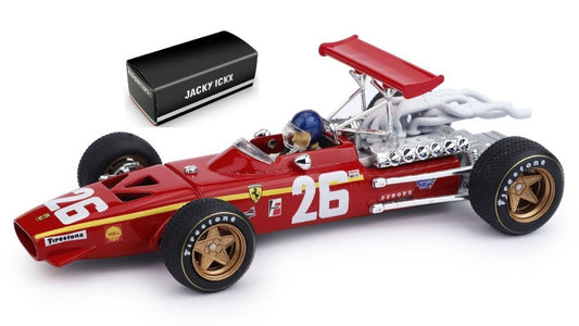 FERRARI 312 F 1 JACKY ICKX 1968 N.26 WINNER FRANCE GP + DRIVER 1:43 - Brumm - BM0171CH