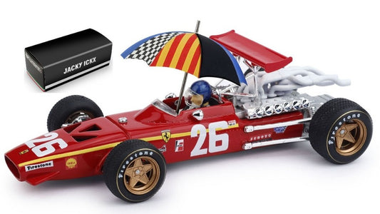FERRARI 312 F 1 J.ICKX 1968 N.26 WINNER FRANCE GP + DRIVER + UMBR.1:43 - Brumm - BM0171CHU