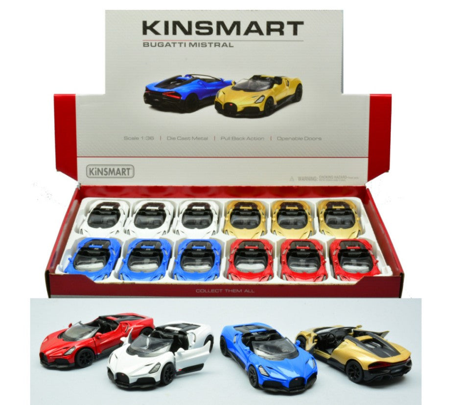 BUGATTI MISTRAL COL.ASS. cm 12 1:36 5460D - Kinsmart - KT18082